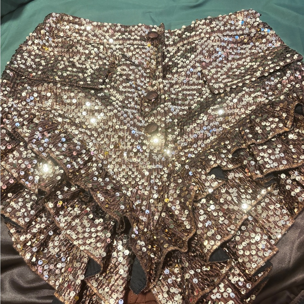 Sequin Ruffle Shorts